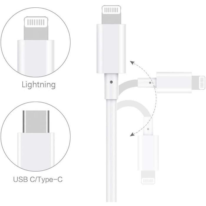 USB-C To Lightning Cable for iPhone 14 - 14 Pro-14 Plus-14 Pro Max White 1 Meter