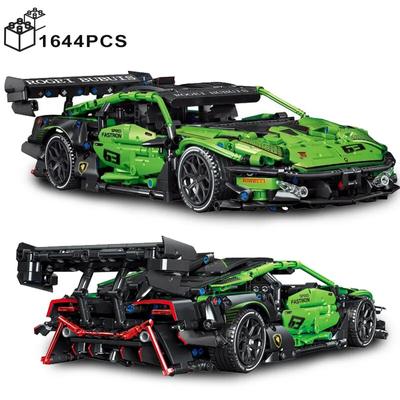 1644PCS Technická zelená Super Speed ​​Lamborghinis Sportovní model auta Stavebnice Slavné vozidlo Sestavte cihly Hračky pro dospělé