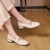 Square Toe Shallow Mouth Single Shoes Women  New Summer All-match Soft Leather Thick Heel High Heels Women