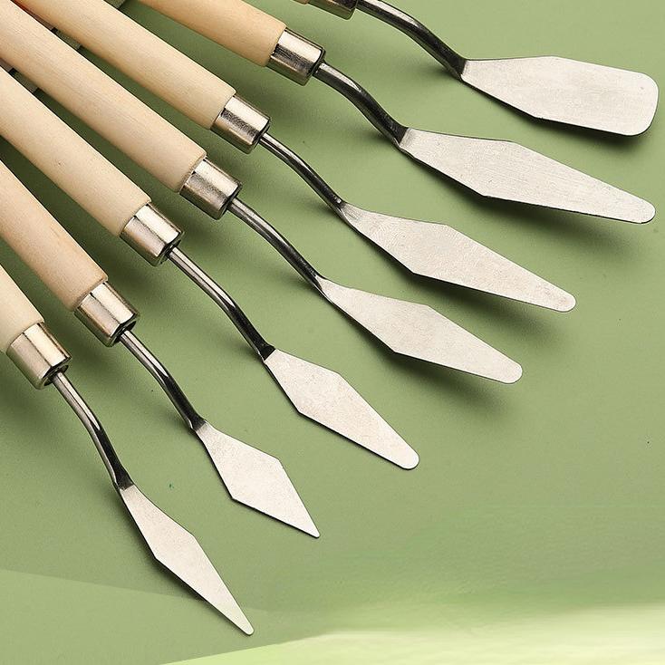7PCS Stainless Steel Spatula Oil Painting Shovel Baking Pastry Tools Kitchen Tools Fondant Cream Mixing Scraper