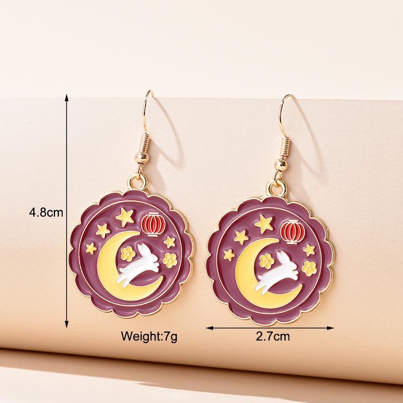 Vintage Cute Cartoon Animal Kitten Rabbit Panda Deer Earrings For Women Girls Jewelry Sweet Moon Cat Squirrel Enamel Earrings