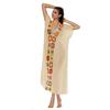 Women Summer Cover Up Dress V-Neck Short Sleeve Crochet Flower Decor See-through