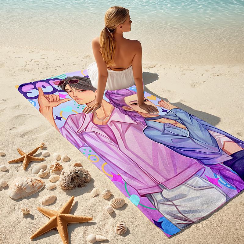 1pc KPop Demon Hunters20 Beach Towel, Comfortable and Thick, and Swimming/Bath/Picnic/Camping Towel, Suitable for Seaside Beaches