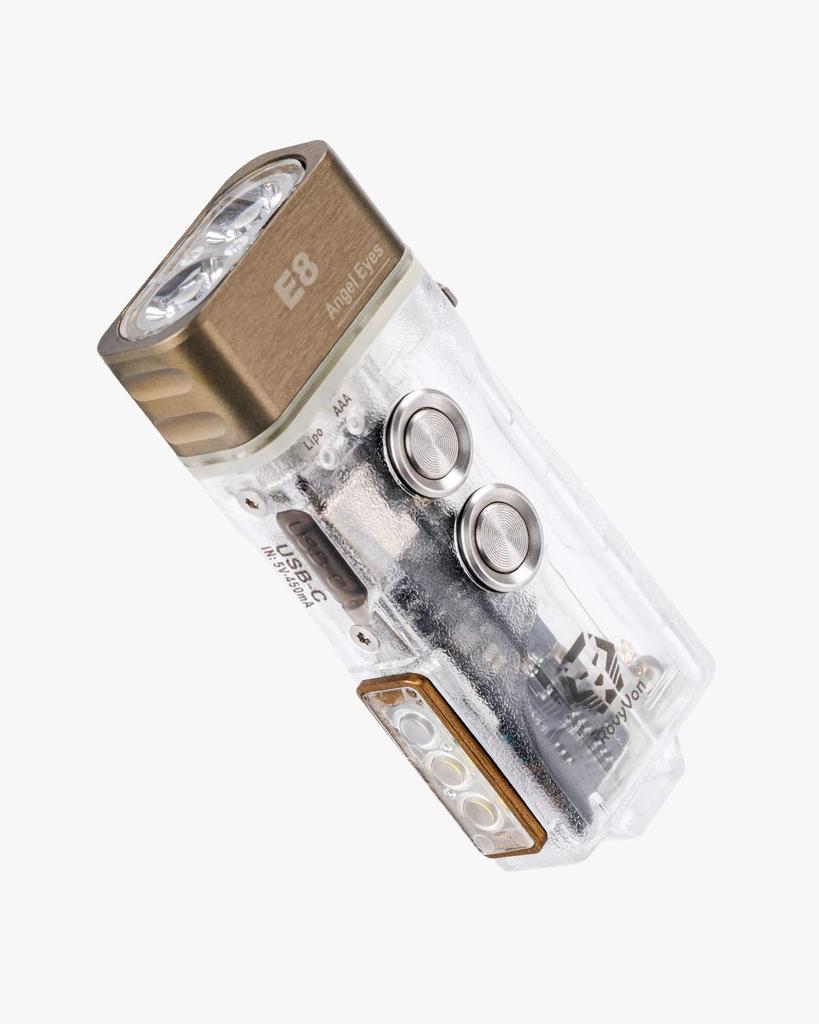 RovyVon E8 EDC Svítilna USB C 500 Lumenů Duální Napájení Malá Svítilna Kompatibilní AAA pro Kempování a Lampa s Vysokým Indexem Podání Barev 4000K 9 Režimů Světla