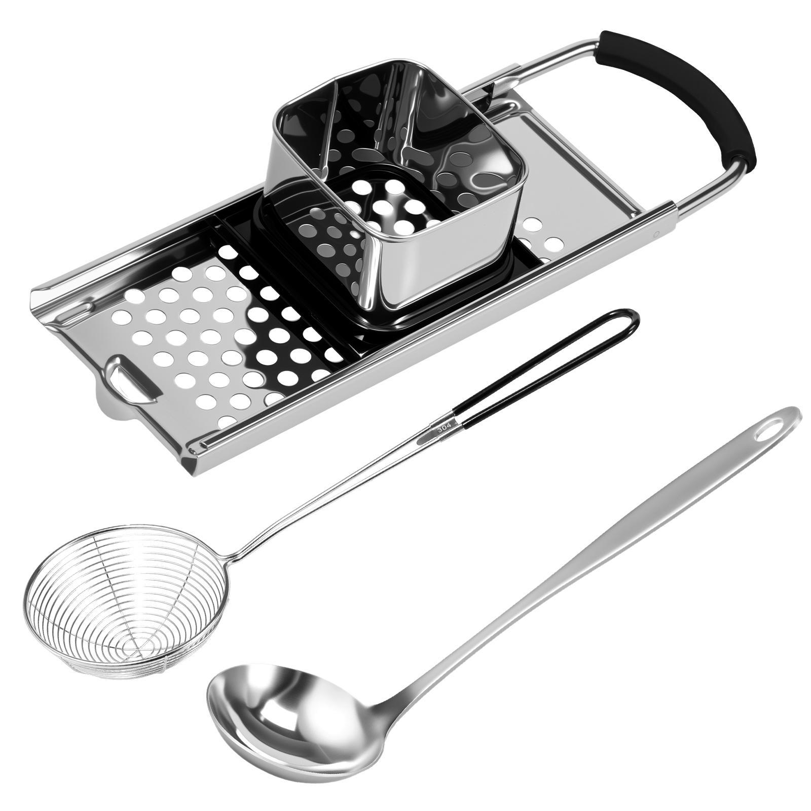 

Manual Noodle Maker Press Stainless Steel Pasta Noodle Dumpling Maker Kitchen Cooking Tools with Strainer Spoon Soup Ladle