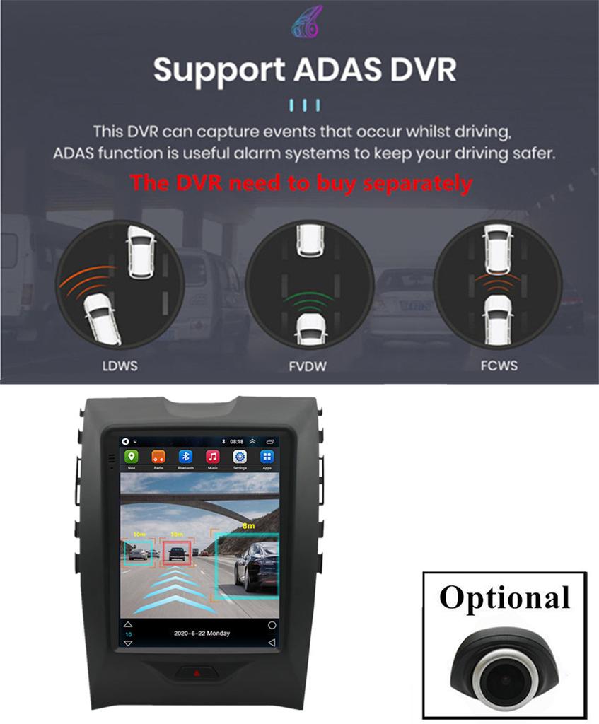 9.7'' Vertical Stereo Radio 2+32GB GPS Navigation For Ford Edge 2015-22 Carplay