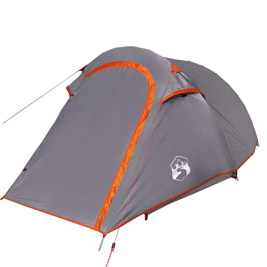 Tunnel Tent for 2 Persons Grey and Orange Waterproof