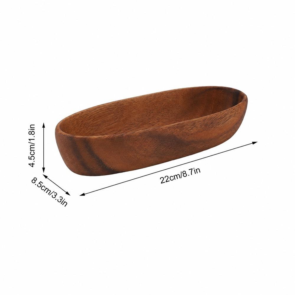 Holzsalatschüssel Bootsförmige Servierschüssel Natürliche Textur Holzschale Wohnzimmer