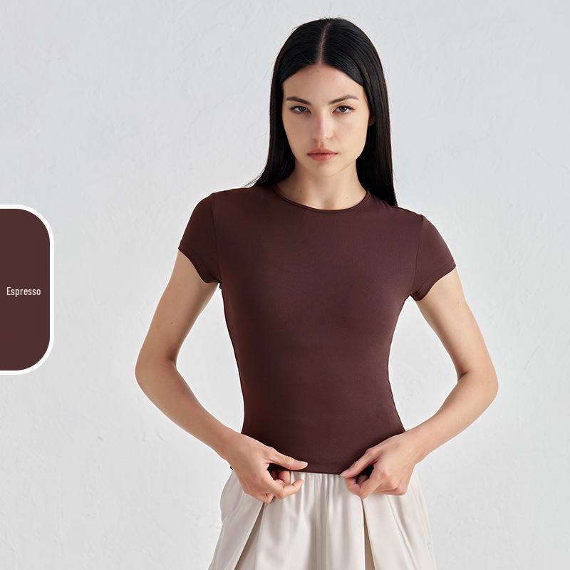 Women's Slimming Waist Yoga T-Shirt - Comfortable Short Sleeve Casual Gym and Yoga Top