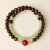 Agarwood & Hetian Jade Women's Bracelet Gift: Half Mountain Half Water Design with Lucky Southern Red Beads