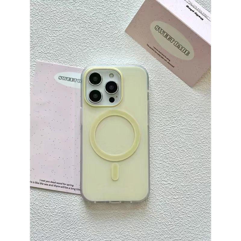Magnetic Holder Phone Case for Apple iPhone 16 ProMax- Creamy Yellow Green Apple Pear Stand Silicone Phone Cover for iPhone