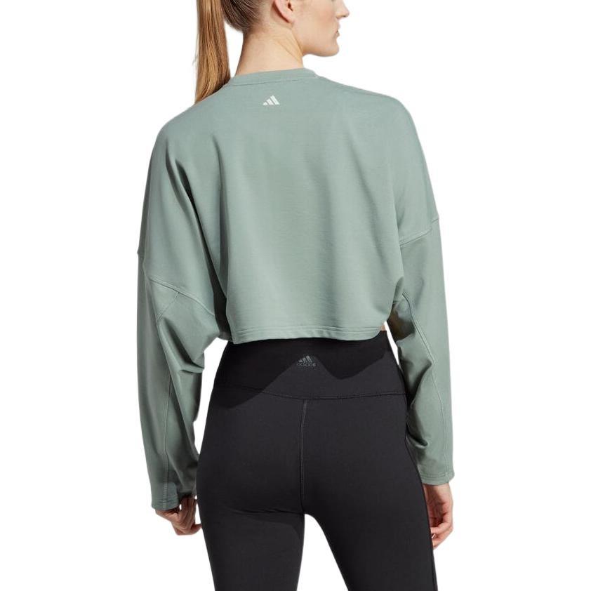 adidas Sweatshirts Women's Silver Green Crew Neck Moderate Regular HR5086