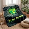 Norwich City Custom Name Text Flannel Blanket Soccer Logo Personalized Fleece Throw Blanket Special Gift For Sofa Bedroom Home