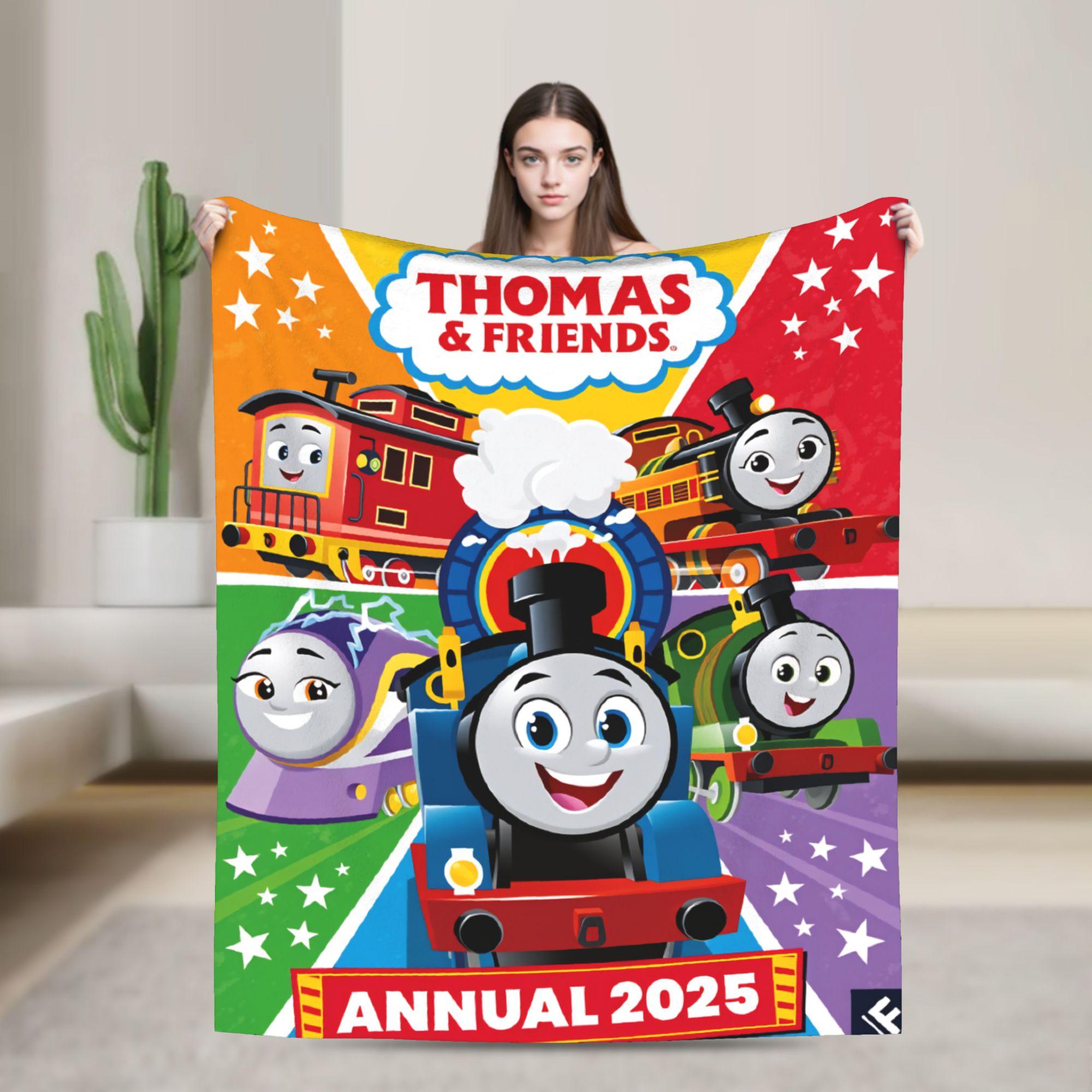 T-Thomas The Train Friends Flannel Blanket Railway James Super Warm Throw Blanket for Couch Bed Picnic Bedspread Sofa Bed 75x90cm
