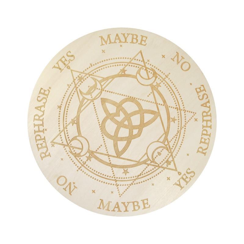

Tailai Linden Wood Laser Engraved Wiccan Wooden Crystal Board with Seven Chakra Design 15 cm абрикосовый