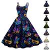 Women's Halloween Print Sexy Off-The-Shoulder Punk Vintage Dress