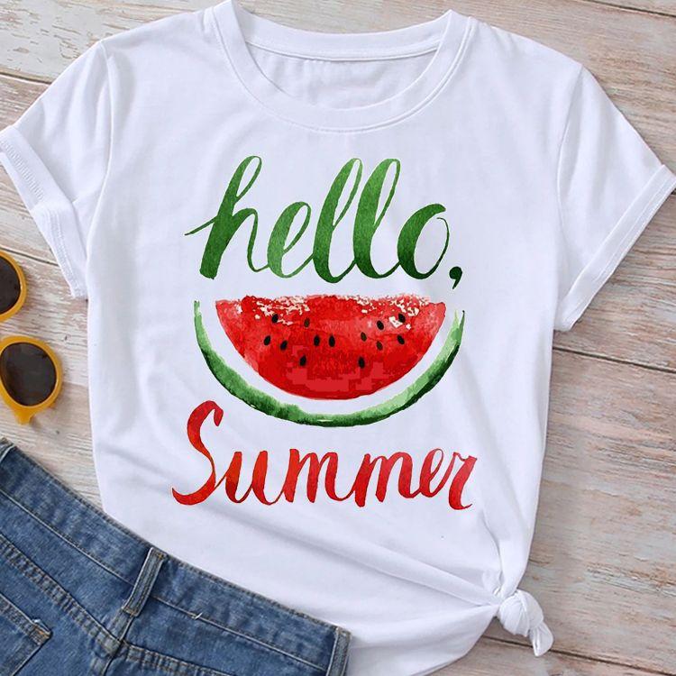 Nowy Damski T-Shirt Modne Bluzki Lato Koszulki z Nadrukiem Damskie Krótki Rękaw Casualowe T-Shirty Pani Dziewczyny Streetwear