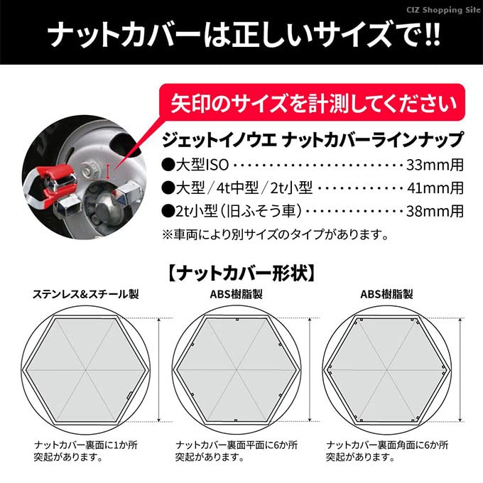 Jet Inoue Gold Nut Pack of 500345 Covers, 45L, 33mm, Steel, 10, Round,