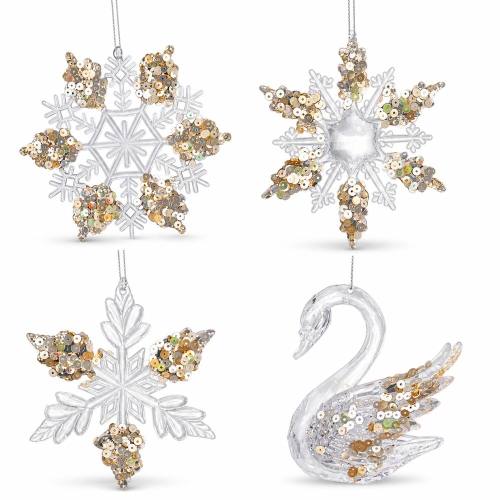 Transparent Acrylic Christmas Ornament Hanging Loop Snowflake Ornament  Window Decoration