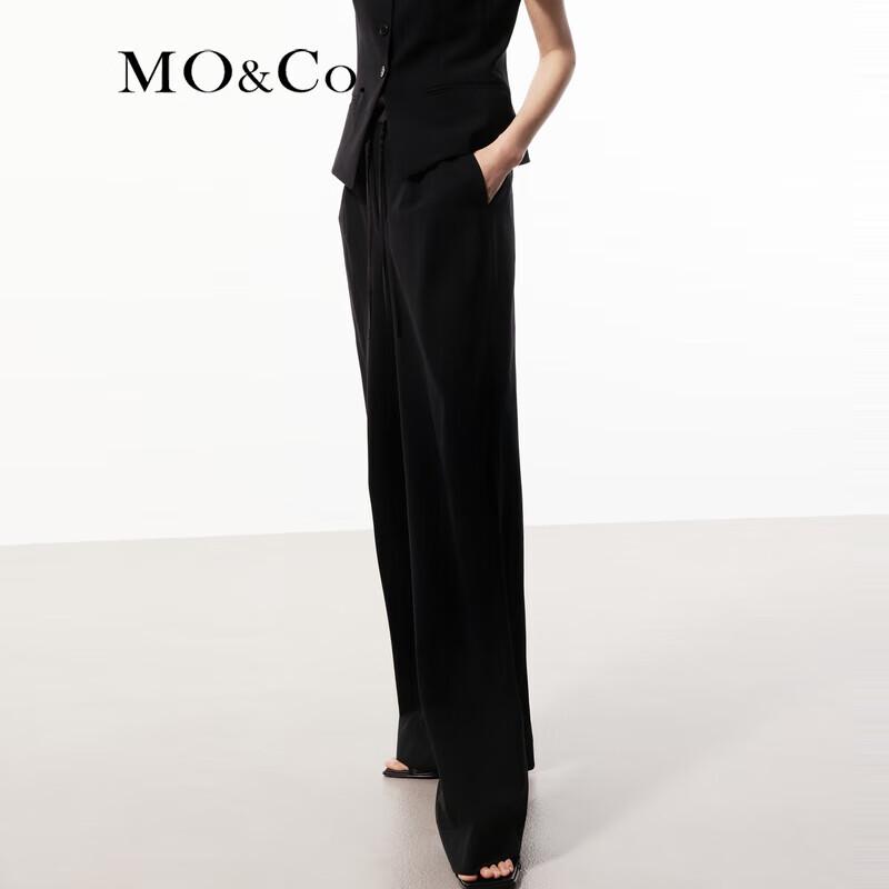 MO&Co. Women's Paneled Satin Drawstring High-Waist Wide-Leg Trousers