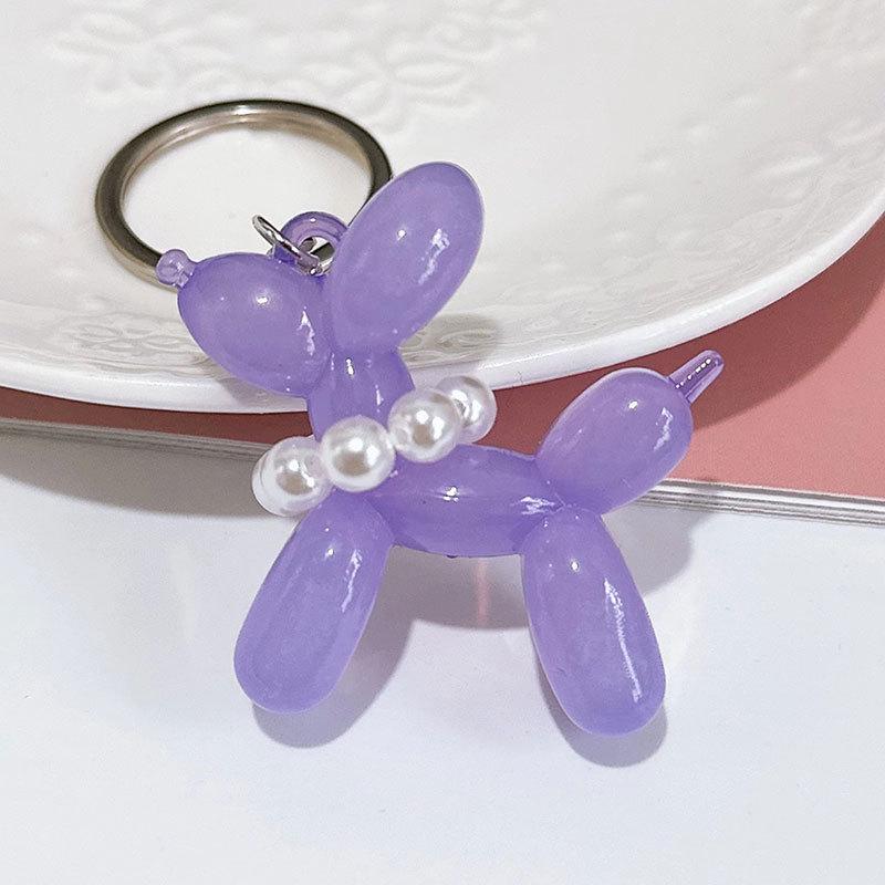 Translucent Candy Pearl Balloon Dog Keychain Pendant