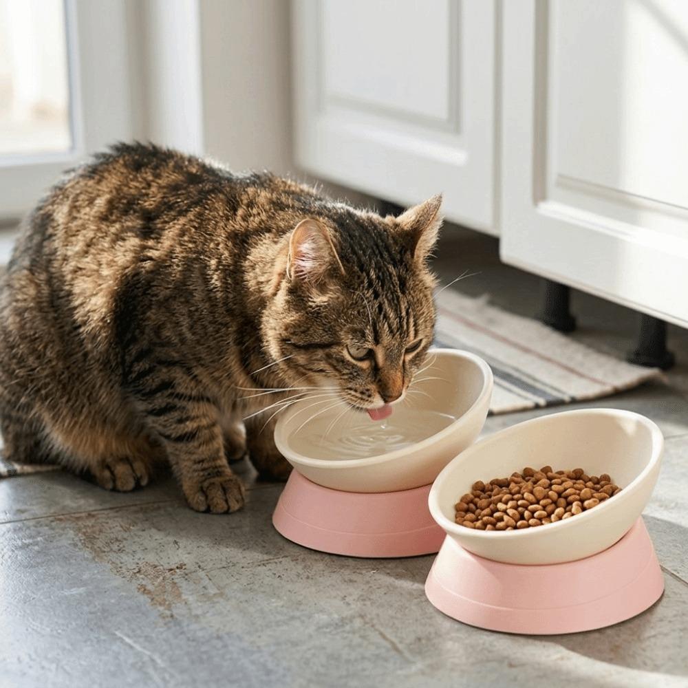 Slanted Mouth Elevated Feeder Adjustable Angle Anti-Slip Dish Stable Tilted Pet Bowl Pet Meal Time