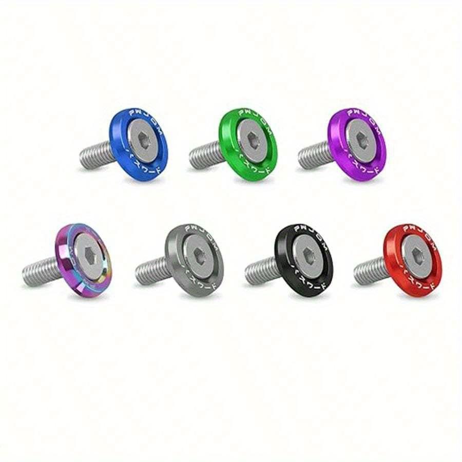 10Pcs Engine Bay Dress Up Bolts M6 Aluminum Fasteners Screws Kit Aluminum Bumper Fenders Washer with Bolts Engine Bay Dress Up Fastener Kit