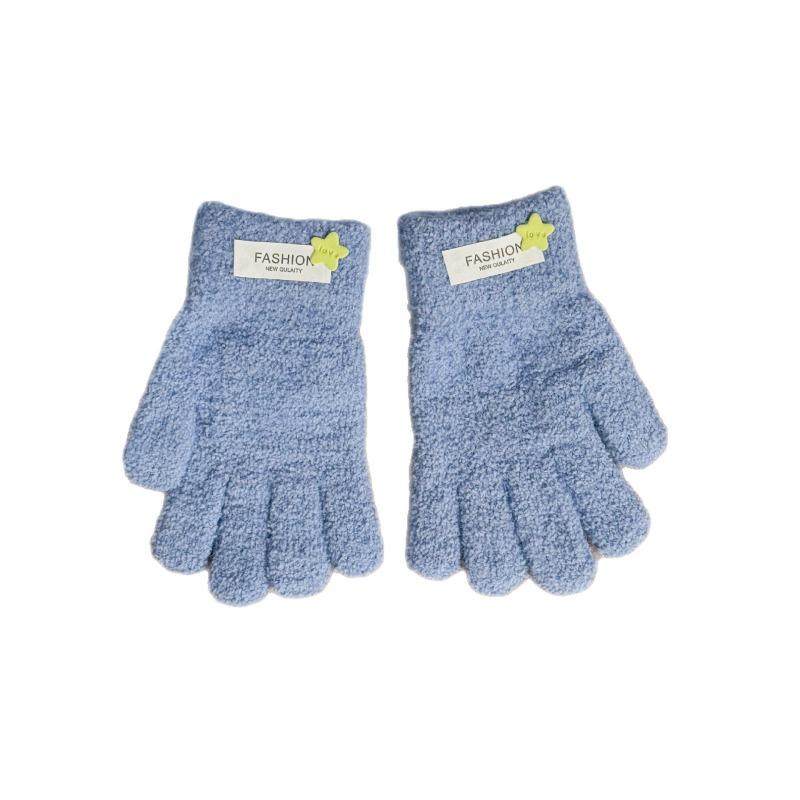 Children's gloves five-finger autumn and winter boys and girls simple versatile models sub-finger warm windproof gloves middle children winter