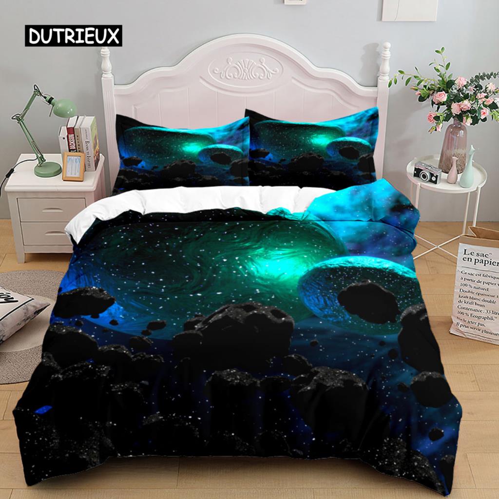 

3D Galaxy Printed Duvet Cover Twin Size Bedding Set Soft Comfortable Quilt Covers 2/3Pcs Polyester Comforter Cover Home Textile (as the picture-12270-)-EU single(135x200cm)