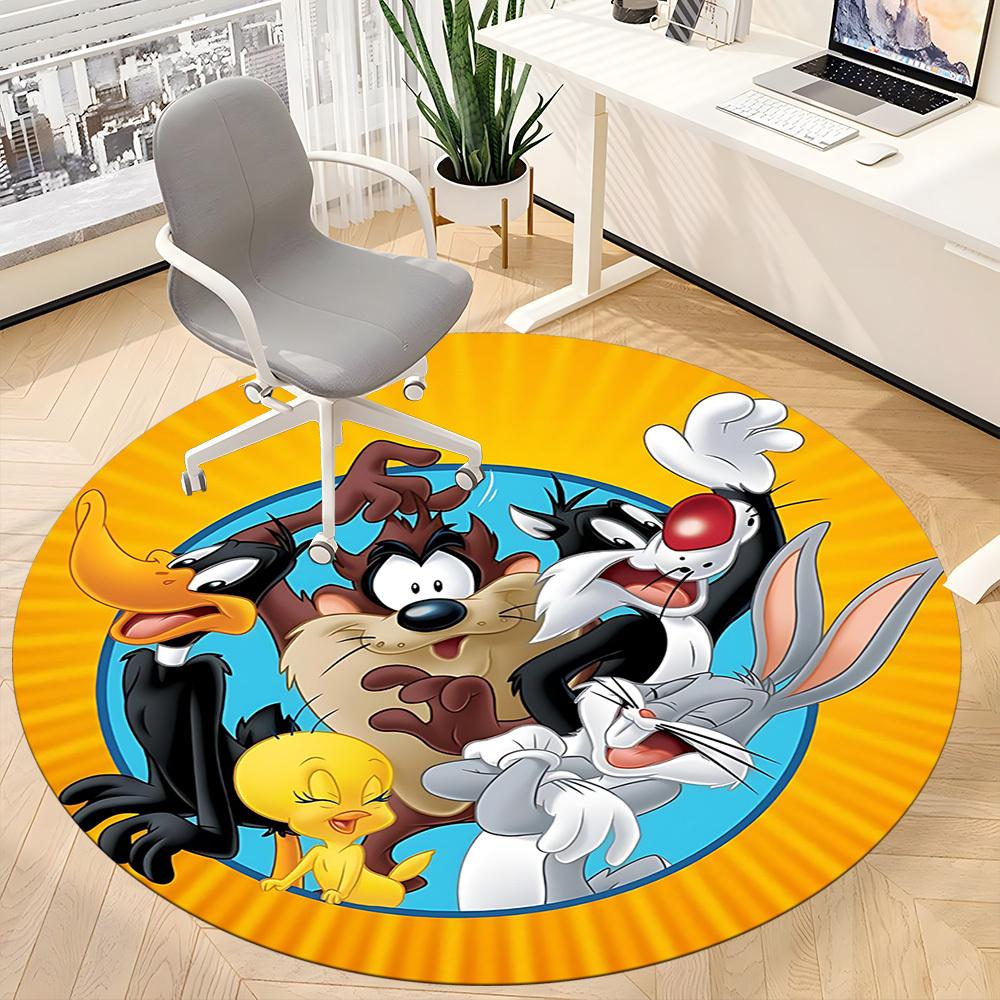 1pc Looney Tunes Office Round Area Rug, Under Office Chairs Bedroom Living Room Home Decor, Room Decoa1016168