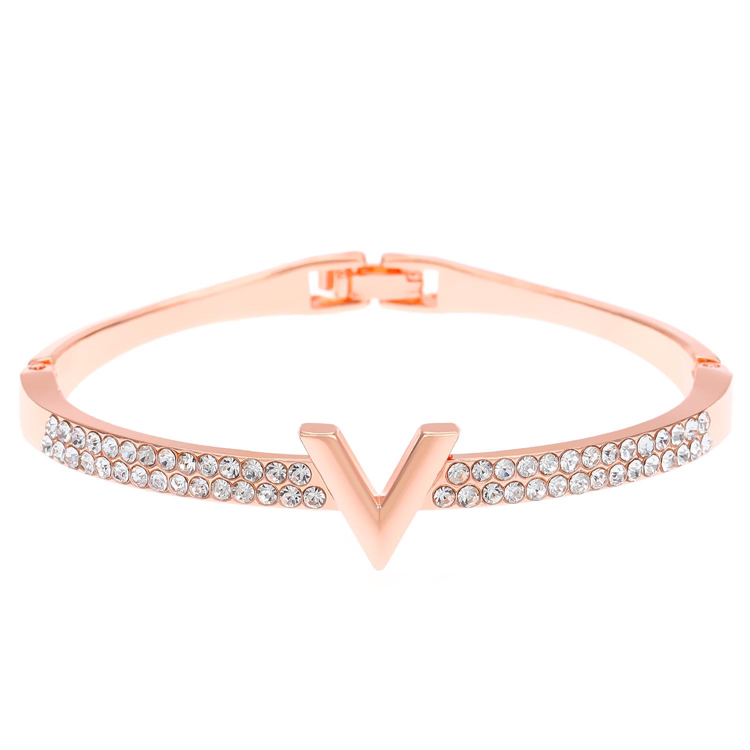 

Корейский браслет с бриллиантами в форме буквы V для женщин - персонализированные английские ювелирные изделия в стиле Ins