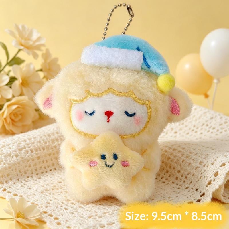 Cartoon Fluffy Sheep Keychain Soft Mini Stuffed Lamb Pendant Anime Style Bag Decor for Kids Birthday Party Favors