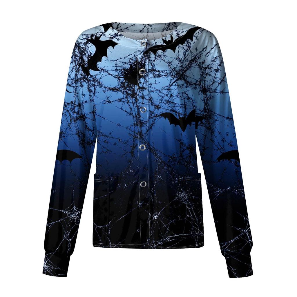 Dámské ležérní oblečení s dlouhým rukávem, jednořadové halloweenské oblečení s potiskem Cardigan Top oblečení Uniformy