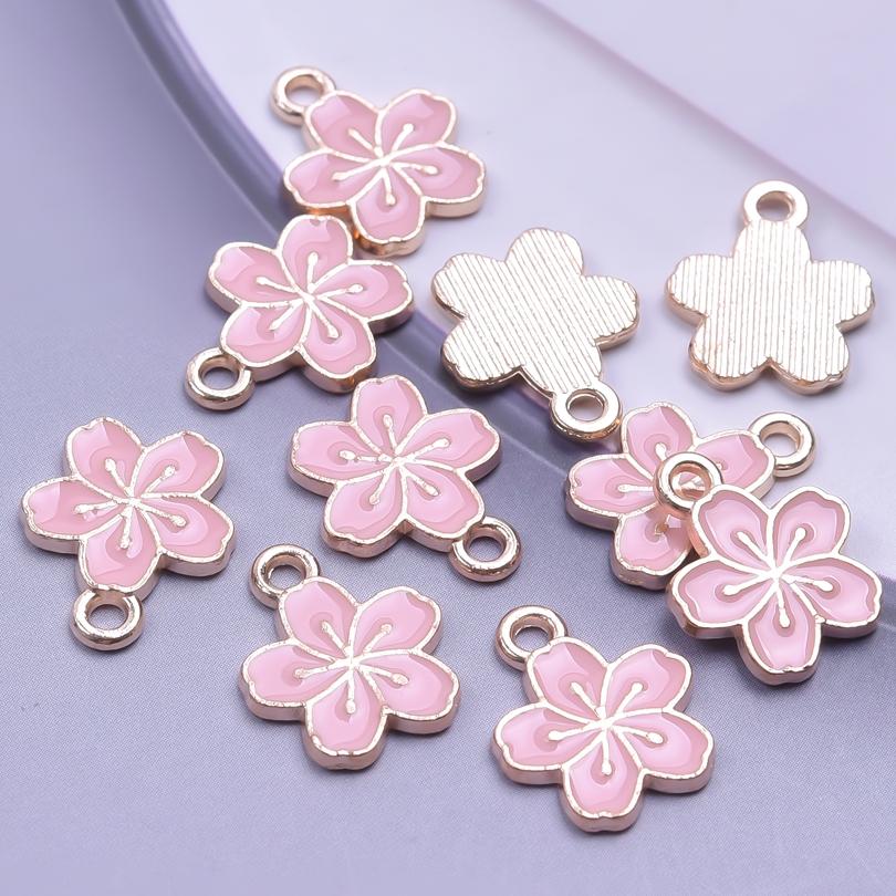 Rosa Liebe Mädchen Accessoires Emaille Großhandel Anhänger Für Schmuckherstellung Zubehör Mond/Blume/Schmetterling Anhänger Charm DIY Ohrring Basteln