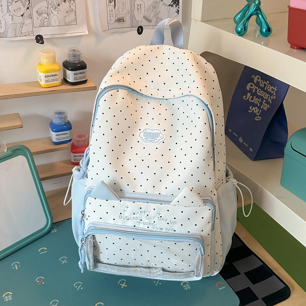 Schoolbag1011 popular fashionable and cute polka dot student schoolbag female large capacity junior high school backpack campus wind backpack