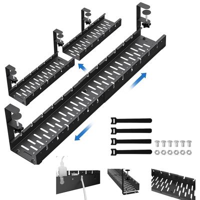 Cable Cord Organizer Clamp Mounted Cable Storage Rack Retractable Metal Cable Tray Basket Heavy Duty for Cords Wires Power Strip