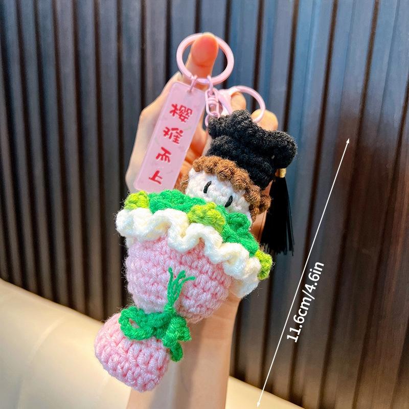Crochet Doctor Hat Keychain Graduation Gifts Handmade Crochet Keychains Hook Woven Pendant for Backpack Bag Accessories