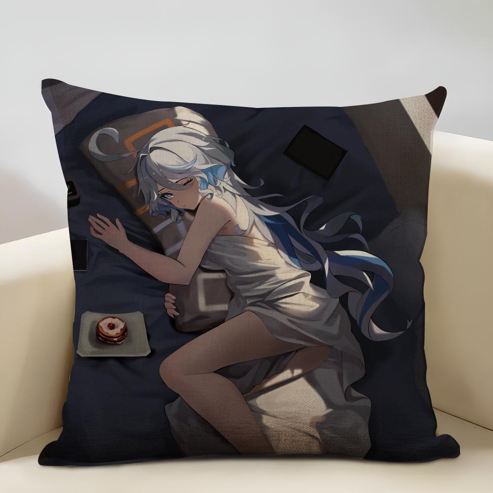 

Genshin Impact Furina Cushion Household Decoration Linen Sofa Cushion Cover: Skin-Friendly & Breathable with Invisible Zipper 12x12Inch