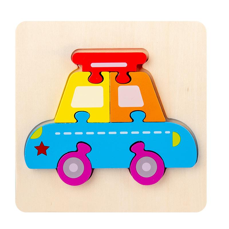 Can Be Used As Children'S Wooden 3D Cartoon Animal Traffic Three-Dimensional Puzzle Baby Montessori Educational Early Education Toy