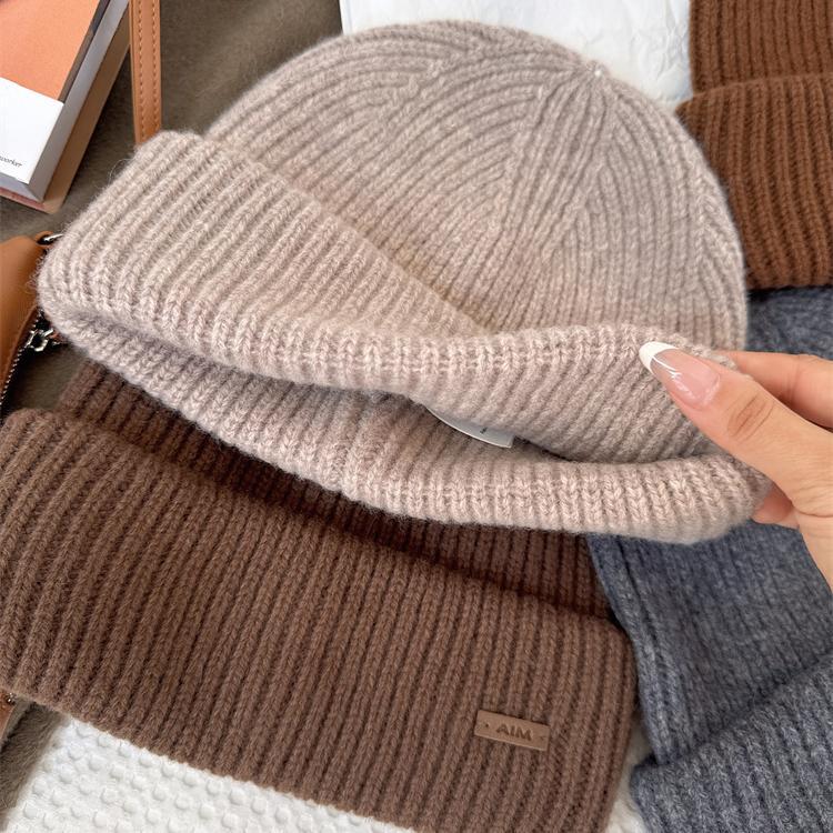 Simple and Versatile Solid Color Wool Hat Autumn and Winter Warm Woolen Hat Knitted Hat for Men and Women
