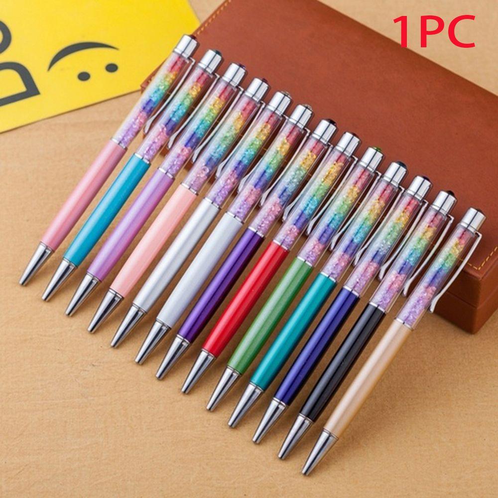 

1pc School Metal Rainbow Unique Design Layer Rotary Diamond Crystal Ballpoint Pen