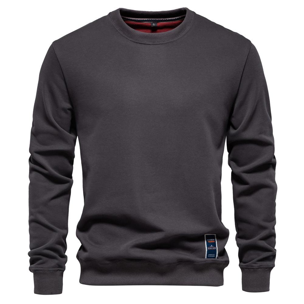New Arrival Men’s Plain Casual Sweatshirt: Autumn Round-Neck Loose-Fit Trendy Long-Sleeved Plain Sweatshirt
