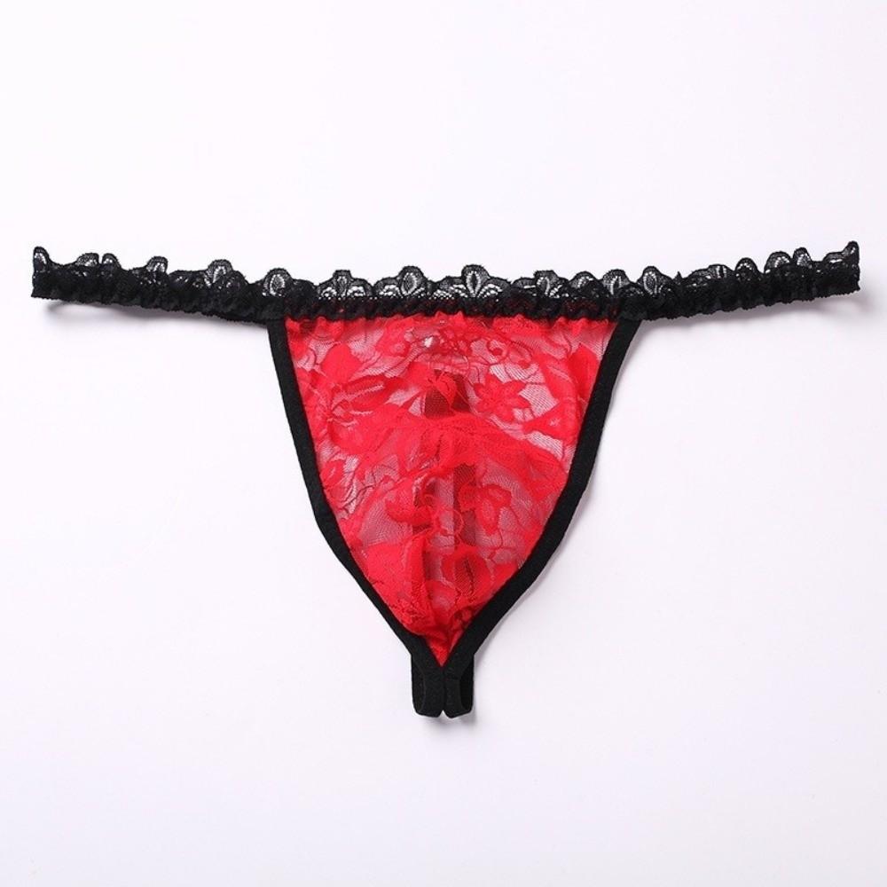 Hollow Out Men Underwear Transparent Triangle Panties Simple Men's Thong Exotic