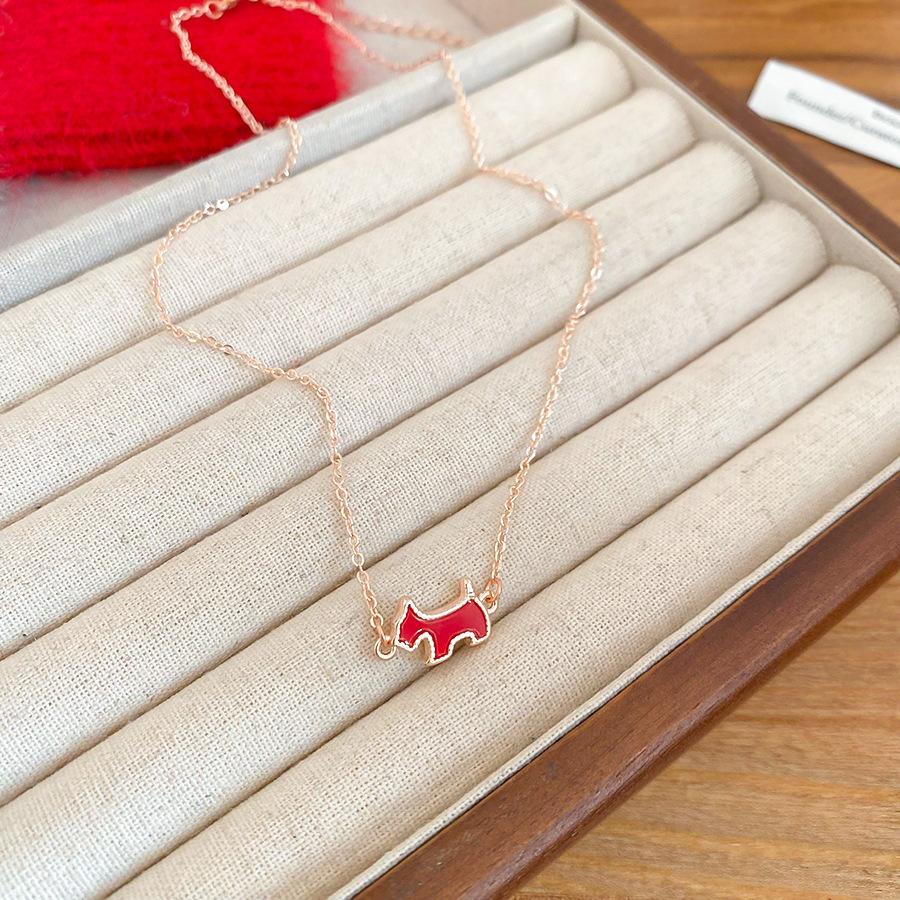 18k real gold electroplated red dripping oil love natal year pony necklace accessories women s collarbone chain simple style jewelry