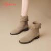 Fashion Aphixta 3.5cm Med Heel Ankle Boots Women Back Zipper Khaki Westen Boot Pointed Toe Women's Ankle Boots Botas Cowboy Mujer