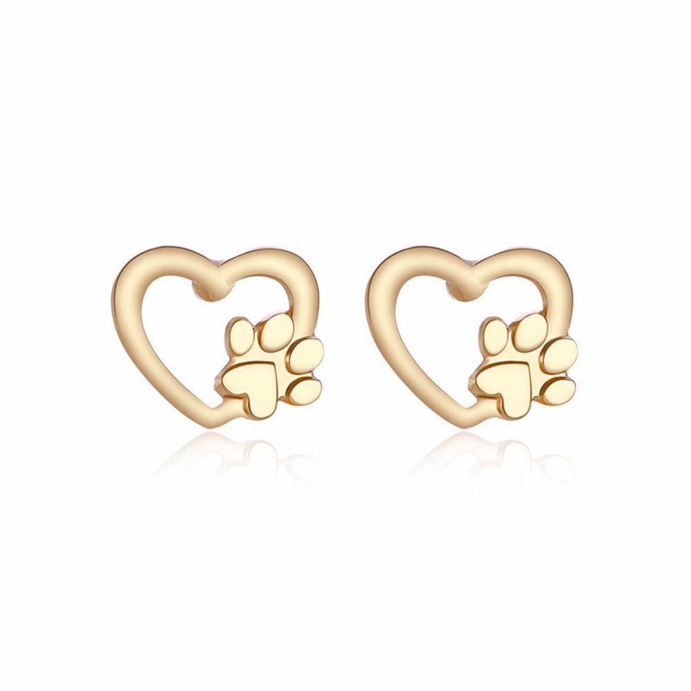 Women Concise Dog Paw Love Shape Fashion Earrings