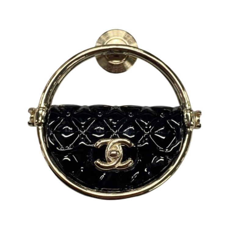 

Chanel Round Diamond Quilted Bag Metal Brooch Women bags AB9851-0B09915-NL694 Gold/Black,F