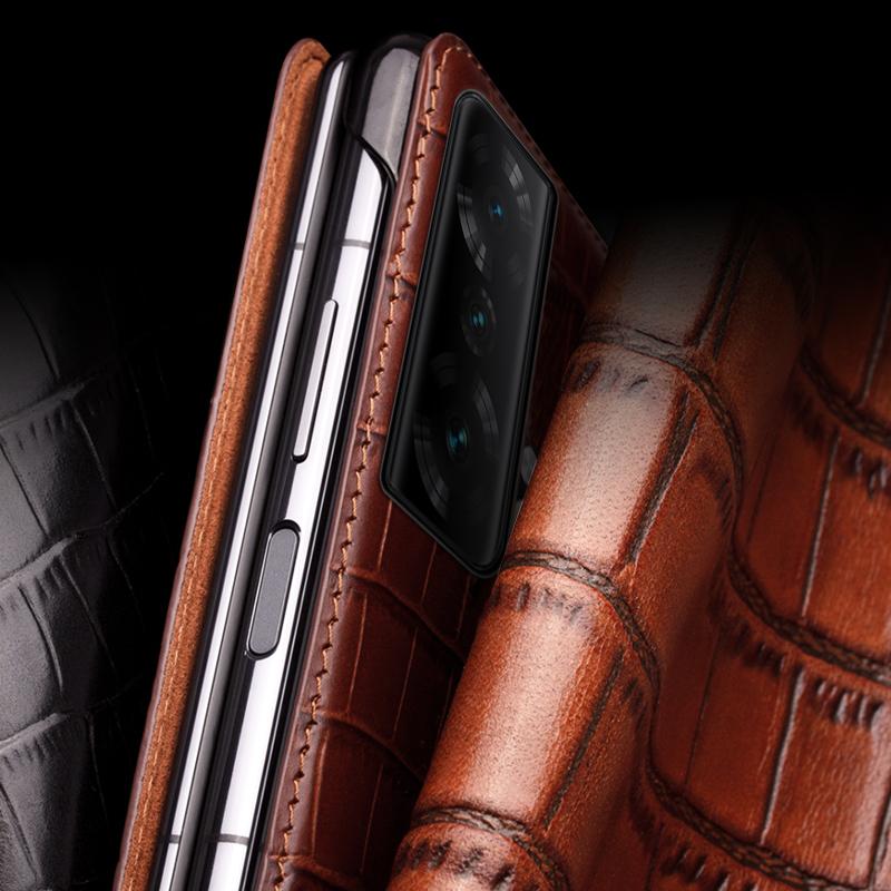 QIALINO For Honor Magic Vs 5G Case Smart View Window Genuine Cow Leather Phone Cover