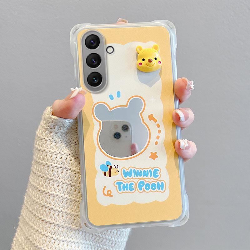 KEYSION Crossbody Strap Phone Case for Samsung A55 5G A35 A25 A15 LTE Cute Cartoon Long Lanyard Mirror Shockproof Cover for Galaxy A05S