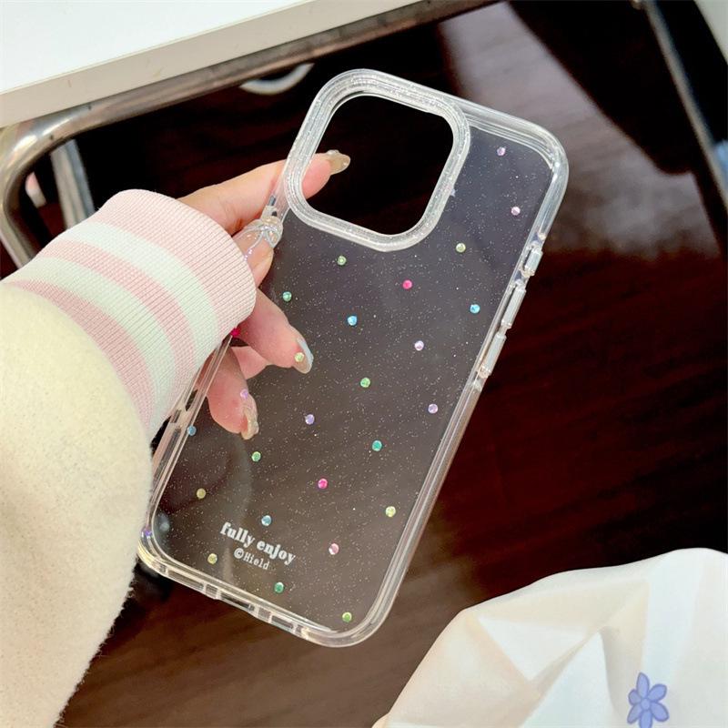 

Glitter Heart Polka Dot Bracelet Phone Case for iPhone 13-17 Pro Max, Apple 14, 15P (Female) iPhone 16 Pro Max